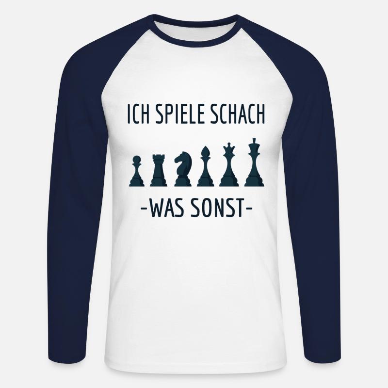 Schach - Unisex Baseballshirt langarm - Weiß/Navy