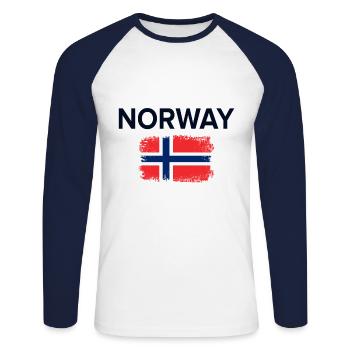 Norvège - T-shirt baseball manches longues Homme - blanc/marine - Devant - Nik (191cm)