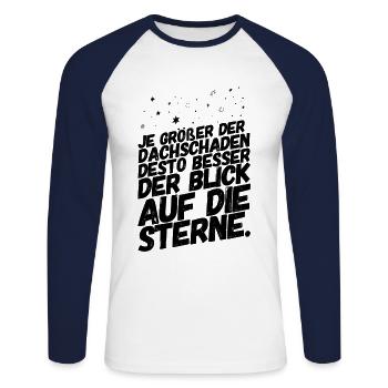 Lustige Sprüche Dachschaden Sterne II - Unisex Baseballshirt langarm - Weiß/Navy - Vorne - Nik (191cm)