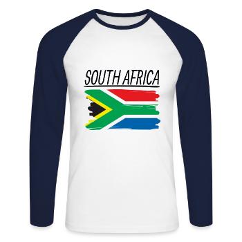 South Africa - Unisex Baseballshirt langarm - Weiß/Navy - Vorne - Nik (191cm)
