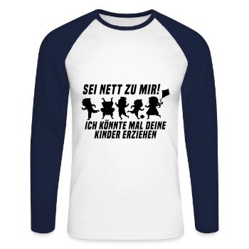 Kindergärtner im Einsatz - Unisex Baseballshirt langarm - Weiß/Navy - Vorne - Nik (191cm)