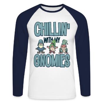 Chillin 'with my dwarf gardeners dwarf gardeners - Unisex Long Sleeve Baseball T-Shirt - white/navy - Front - Nik (191cm)