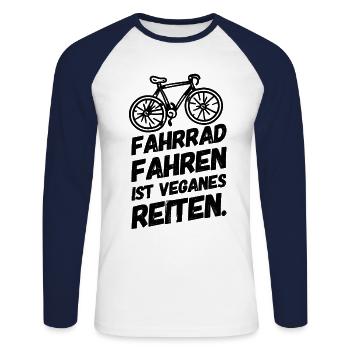 Lustige Sprüche Fahrrad Vegan Veganer II - Unisex Baseballshirt langarm - Weiß/Navy - Vorne - Nik (191cm)