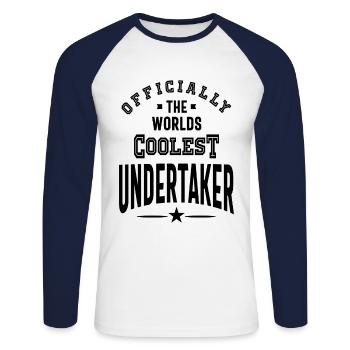 Undertaker Job Title Gift - Unisex Long Sleeve Baseball T-Shirt - white/navy - Front - Nik (191cm)