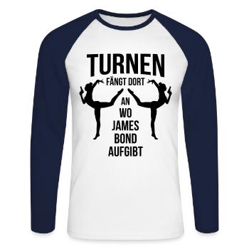 Turnen Geschenk Spruch - Unisex Baseballshirt langarm - Weiß/Navy - Vorne - Nik (191cm)