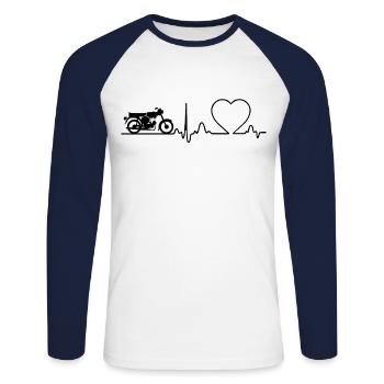 Conception de cyclomoteur à deux temps Simson S51 - T-shirt baseball manches longues Homme - blanc/marine - Devant - Nik (191cm)