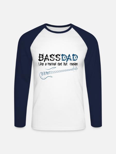 Bass guitarist dad - Unisex Long Sleeve Baseball T-Shirt - white/navy