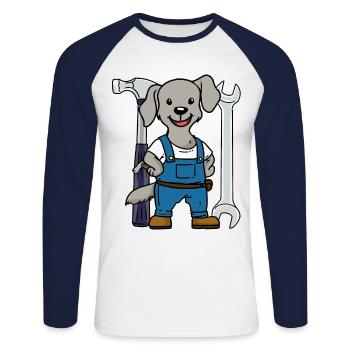Dog Tool Enfants Jeune Artisan - T-shirt baseball manches longues Homme - blanc/marine - Devant - Nik (191cm)