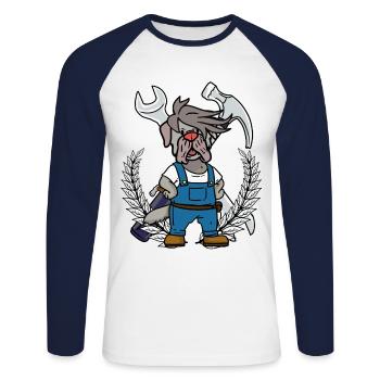 Werkzeug Mechaniker Werkstatt Berufe Job - Unisex Baseballshirt langarm - Weiß/Navy - Vorne - Nik (191cm)