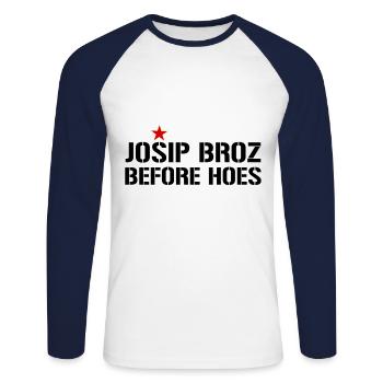 Marsal Josip Broz Tito Yugoslavia Yugoslavia - Unisex Long Sleeve Baseball T-Shirt - white/navy - Front - Nik (191cm)