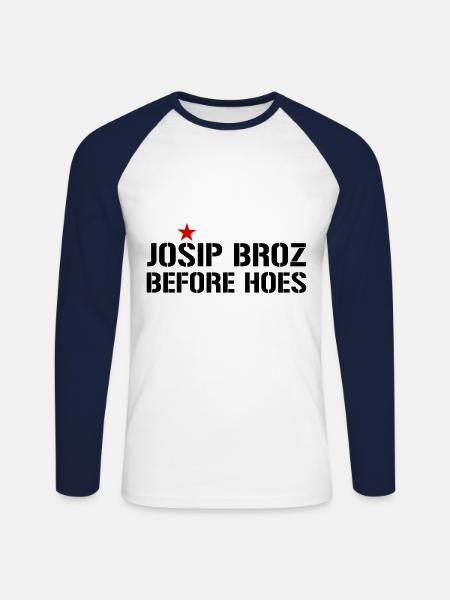 Marsal Josip Broz Tito Yugoslavia Yugoslavia - Unisex Long Sleeve Baseball T-Shirt - white/navy