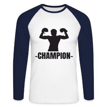 Boxen Champion - Unisex Baseballshirt langarm - Weiß/Navy - Vorne - Nik (191cm)