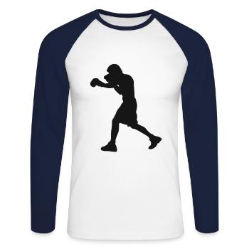 Boxer - Unisex Baseballshirt langarm - Weiß/Navy - Vorne - Nik (191cm)