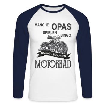 Opa Motorrad - Unisex Baseballshirt langarm - Weiß/Navy - Vorne - Nik (191cm)