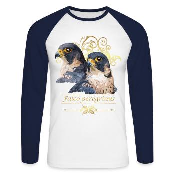 Peregrine falcon - Unisex Long Sleeve Baseball T-Shirt - white/navy - Front - Nik (191cm)