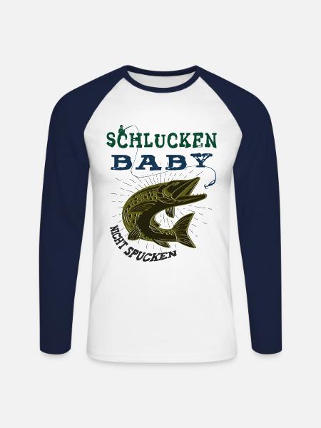 Pike fishing - Unisex Long Sleeve Baseball T-Shirt - white/navy