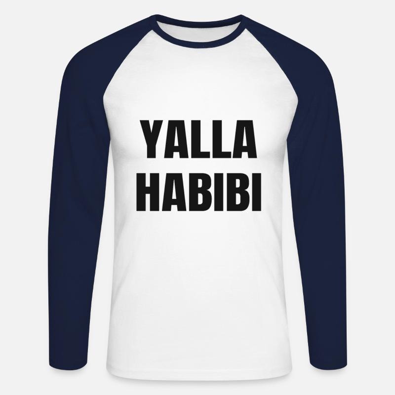 Yalla Habibi - Unisex Baseballshirt langarm - Weiß/Navy