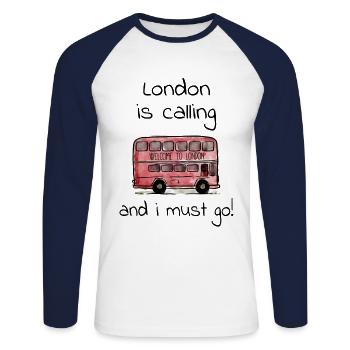 London - Unisex Baseballshirt langarm - Weiß/Navy - Vorne - Nik (191cm)