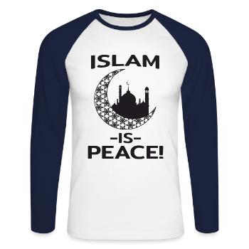 Islam - Unisex Long Sleeve Baseball T-Shirt - white/navy - Front - Nik (191cm)