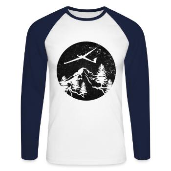 Segelflugzeug Berge - Unisex Baseballshirt langarm - Weiß/Navy - Vorne - Nik (191cm)