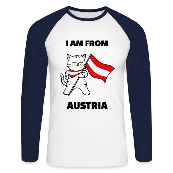 I am from Austria - Unisex Long Sleeve Baseball T-Shirt - white/navy - Front - Nik (191cm)