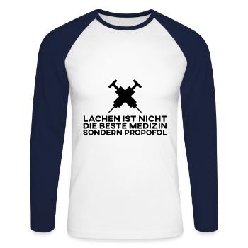 Altenpflegerin Geschenk - Unisex Baseballshirt langarm - Weiß/Navy - Vorne - Nik (191cm)