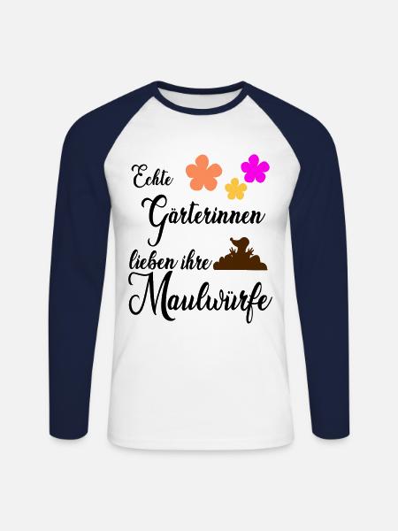 Maulwurf Maulwürfe Garten Geschenk - Unisex Baseballshirt langarm - Weiß/Navy