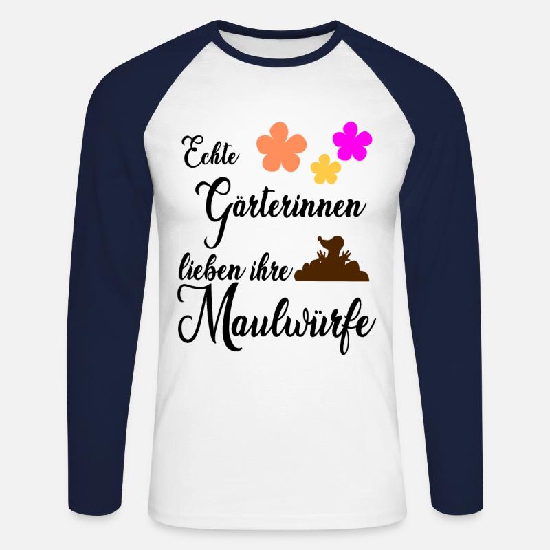 Maulwurf Maulwürfe Garten Geschenk - Unisex Baseballshirt langarm - Weiß/Navy