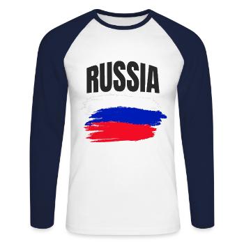 Russie - T-shirt baseball manches longues Homme - blanc/marine - Devant - Nik (191cm)