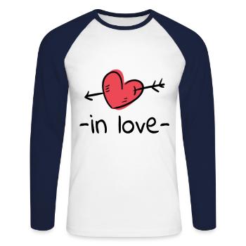 in love - Unisex Long Sleeve Baseball T-Shirt - white/navy - Front - Nik (191cm)