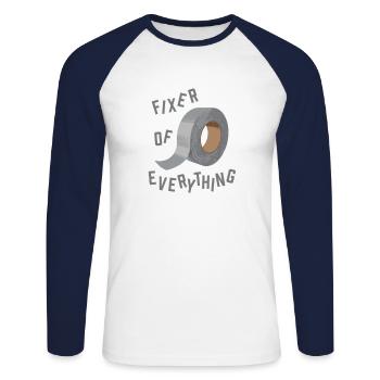 Funny, Duct Tape - Fixateur de tout. - T-shirt baseball manches longues Homme - blanc/marine - Devant - Nik (191cm)