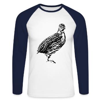 Caille - T-shirt baseball manches longues Homme - blanc/marine - Devant - Nik (191cm)
