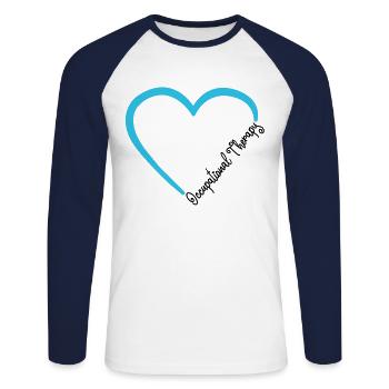 Occupational Therapy - Unisex Long Sleeve Baseball T-Shirt - white/navy - Front - Nik (191cm)