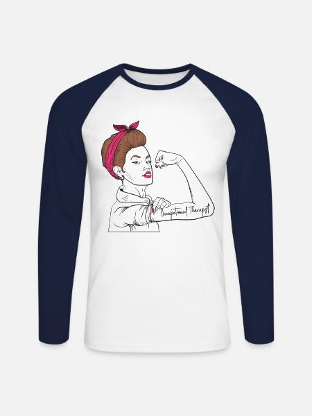 Occupational therapist Rosie The Riveter - Unisex Long Sleeve Baseball T-Shirt - white/navy
