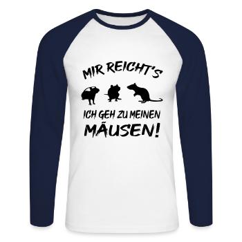 Meine Mäusen - Unisex Baseballshirt langarm - Weiß/Navy - Vorne - Nik (191cm)