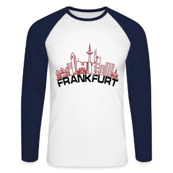 Frankfurt skyscrapers - Unisex Long Sleeve Baseball T-Shirt - white/navy - Front - Nik (191cm)