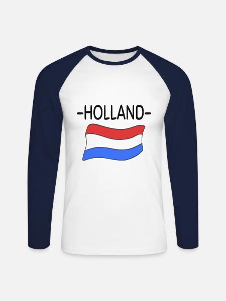 Holland - Unisex Baseballshirt langarm - Weiß/Navy