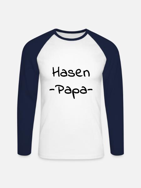 Rabbits dad - Unisex Long Sleeve Baseball T-Shirt - white/navy