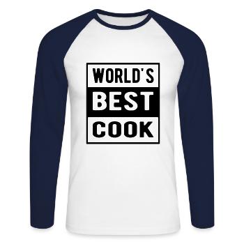 Worlds best cook - Unisex Baseballshirt langarm - Weiß/Navy - Vorne - Nik (191cm)