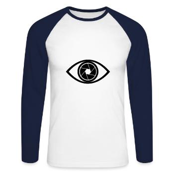 third eye photo camera - Unisex Long Sleeve Baseball T-Shirt - white/navy - Front - Nik (191cm)