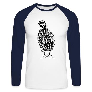 Conception de caille - T-shirt baseball manches longues Homme - blanc/marine - Devant - Nik (191cm)