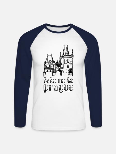Take me to Prague - Unisex Long Sleeve Baseball T-Shirt - white/navy