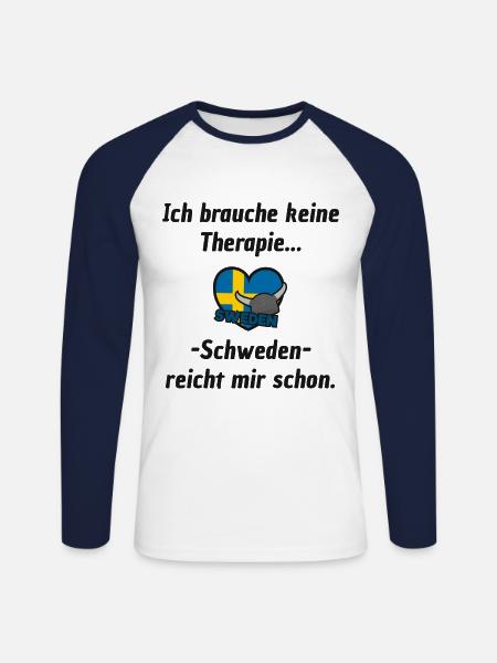 Schweden - Unisex Baseballshirt langarm - Weiß/Navy