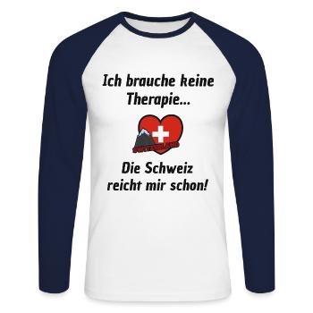 Schweiz - Unisex Baseballshirt langarm - Weiß/Navy - Vorne - Nik (191cm)