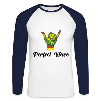 Surfen Hawai Surfing shaka Wellenreiten - Unisex Baseballshirt langarm - Weiß/Navy - Vorne - Nik (191cm)