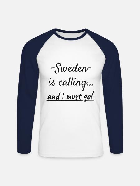 Sweden saying - Unisex Long Sleeve Baseball T-Shirt - white/navy