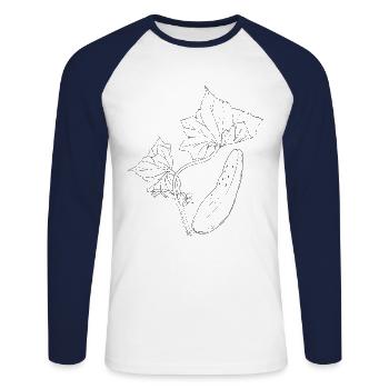 Idée de cadeau de jardin de légumes de concombre - T-shirt baseball manches longues Homme - blanc/marine - Devant - Nik (191cm)
