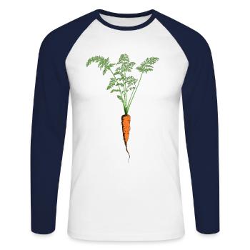 Cadeau de jardin de plantes vintage rétro carotte légume - T-shirt baseball manches longues Homme - blanc/marine - Devant - Nik (191cm)