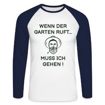 Garten - Unisex Baseballshirt langarm - Weiß/Navy - Vorne - Nik (191cm)