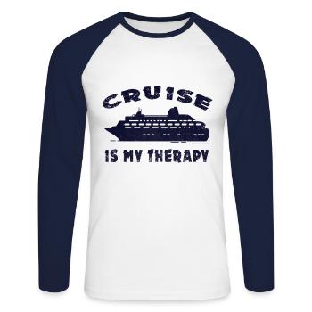 cruise - Unisex Long Sleeve Baseball T-Shirt - white/navy - Front - Nik (191cm)